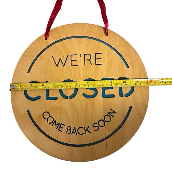 Handmade Birch Wood Open Closed Sign Reversible Teal Inlay Business Door 12” - Picture 3 of 3